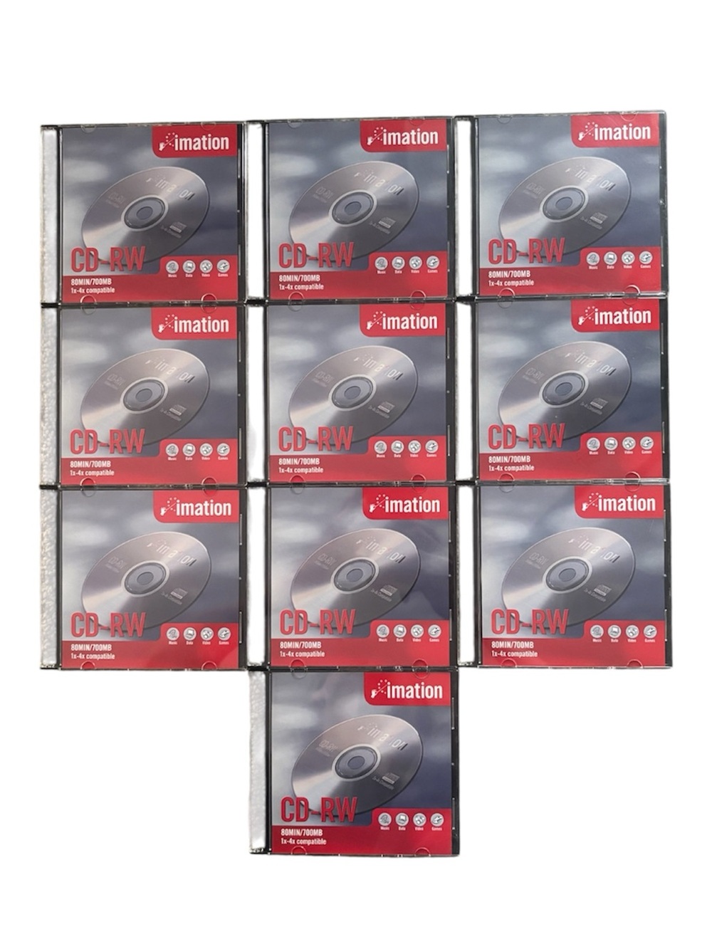 NWOT Lot of 10 Imation CD-RW Rewritable Discs – 700MB/80Min